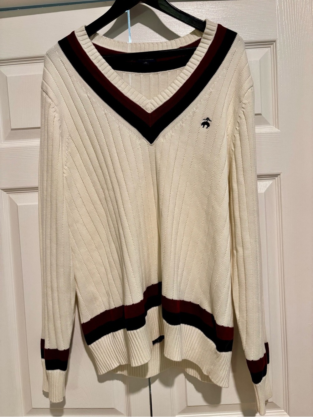 Brooks Brothers Mens Tennis Sweater, White Size XL